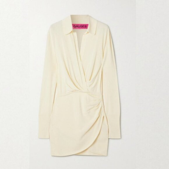 Gauge81 Off White Nojas Dress‎ Size XS Faux Wrap Elastic Waist Ribbed Knit Mini - Picture 16 of 16